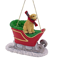 Labrador Retriever Yellow Sleigh Ride Ornament