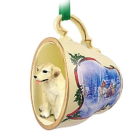 Labrador Retriever Yellow Tea Cup Sleigh Ride Holiday Ornament