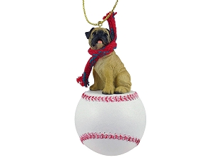 Pug Fawn Baseball Ornament