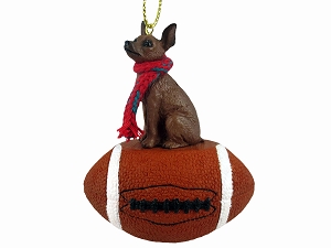 Miniature Pinscher Red & Brown Football Ornament